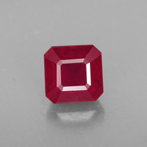 1.55캐럿 천연 핑크 레드 루비, 에메랄드 컷, 6×5.9 mm, SI