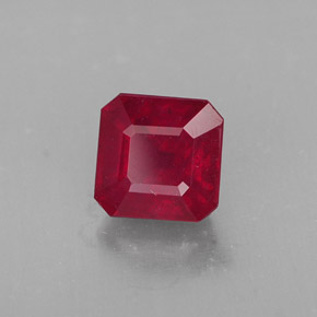 1.55캐럿 천연 핑크 레드 루비, 에메랄드 컷, 6×5.9 mm, SI