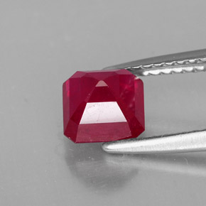 1.55캐럿 천연 핑크 레드 루비, 에메랄드 컷, 6×5.9 mm, SI