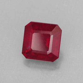 1.96캐럿 천연 레드 루비, 에메랄드 컷, 6.6×6.5 mm, SI