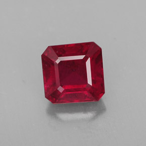 1.65캐럿 천연 레드 루비, 에메랄드 컷, 6.1×6 mm, SI