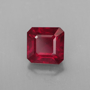 1.65캐럿 천연 레드 루비, 에메랄드 컷, 6.1×6 mm, SI