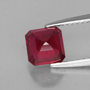 1.65캐럿 천연 레드 루비, 에메랄드 컷, 6.1×6 mm, SI