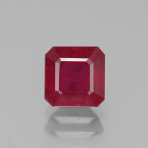1.49캐럿 천연 핑크 레드 루비, 에메랄드 컷, 5.9×5.9 mm, SI