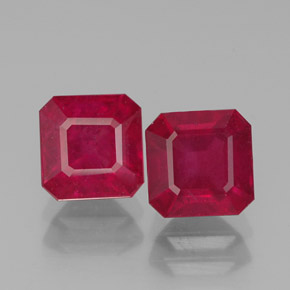 캐럿 천연 핑크 레드 루비 보석, 에메랄드 컷, 6×5.9 mm, SI
