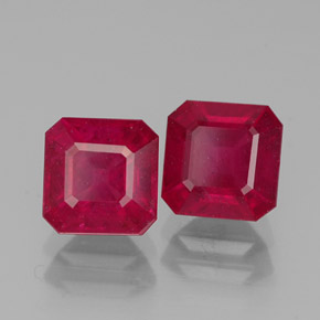 캐럿 천연 핑크 레드 루비 보석, 에메랄드 컷, 6×5.9 mm, SI