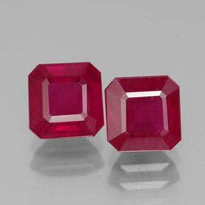 캐럿 천연 핑크 레드 루비 보석, 에메랄드 컷, 6.1×6.1 mm, SI