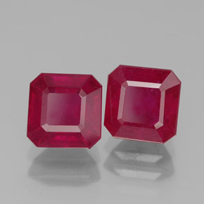 캐럿 천연 핑크 레드 루비 보석, 에메랄드 컷, 6.1×6.1 mm, SI