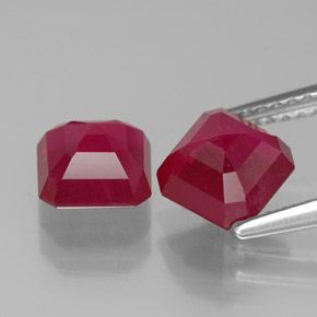 캐럿 천연 핑크 레드 루비 보석, 에메랄드 컷, 6.1×6.1 mm, SI