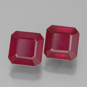 캐럿 천연 핑크 레드 루비 보석, 에메랄드 컷, 6.2×6.1 mm, SI