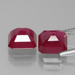 캐럿 천연 핑크 레드 루비 보석, 에메랄드 컷, 6.2×6.1 mm, SI