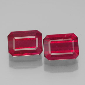 캐럿 천연 핑크 레드 루비 보석, 에메랄드 컷, 7×5.1 mm, SI