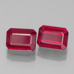 캐럿 천연 핑크 레드 루비 보석, 에메랄드 컷, 7×5.1 mm, SI
