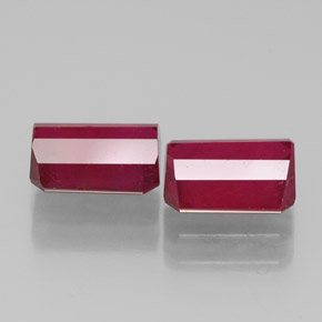 캐럿 천연 핑크 레드 루비 보석, 에메랄드 컷, 7×5.1 mm, SI