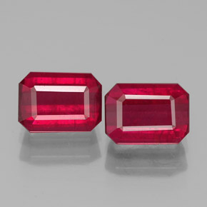 캐럿 천연 핑크 레드 루비 보석, 에메랄드 컷, 7×5.1 mm, SI