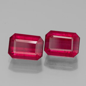 캐럿 천연 핑크 레드 루비 보석, 에메랄드 컷, 7×5.1 mm, SI