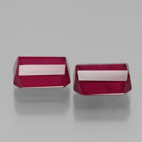 캐럿 천연 핑크 레드 루비 보석, 에메랄드 컷, 7×5.1 mm, SI