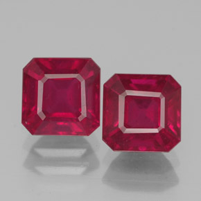 캐럿 천연 핑크 레드 루비 보석, 에메랄드 컷, 6.2×6.1 mm, VS-SI