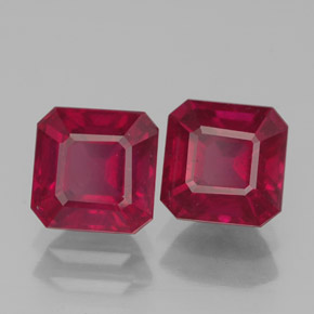 캐럿 천연 핑크 레드 루비 보석, 에메랄드 컷, 6.2×6.1 mm, VS-SI