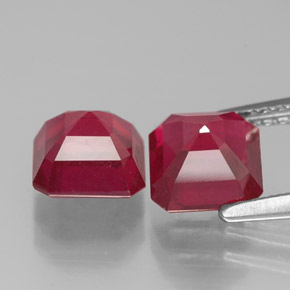 캐럿 천연 핑크 레드 루비 보석, 에메랄드 컷, 6.2×6.1 mm, VS-SI