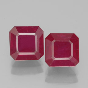 캐럿 천연 핑크 레드 루비 보석, 에메랄드 컷, 6.2×6.1 mm, VS-SI