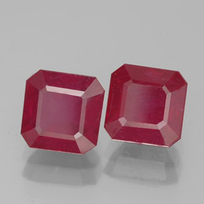 캐럿 천연 핑크 레드 루비 보석, 에메랄드 컷, 6.2×6.1 mm, VS-SI