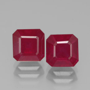 캐럿 천연 핑크 레드 루비 보석, 에메랄드 컷, 6.2×6.1 mm, SI