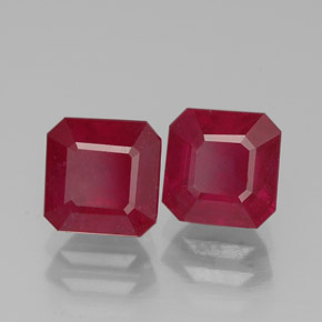 캐럿 천연 핑크 레드 루비 보석, 에메랄드 컷, 6.2×6.1 mm, SI