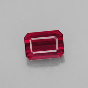 1.50캐럿 천연 핑크 레드 루비, 에메랄드 컷, 7.2×5.1 mm, SI