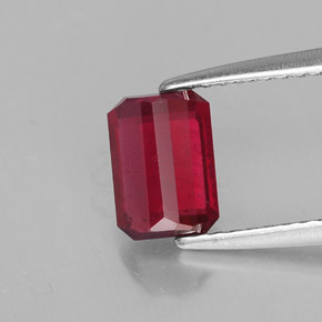 1.50캐럿 천연 핑크 레드 루비, 에메랄드 컷, 7.2×5.1 mm, SI