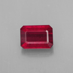 1.57캐럿 천연 핑크 레드 루비, 에메랄드 컷, 7.2×5.2 mm, SI