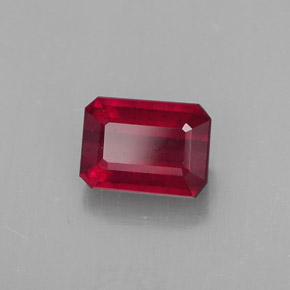 1.57캐럿 천연 핑크 레드 루비, 에메랄드 컷, 7.2×5.2 mm, SI