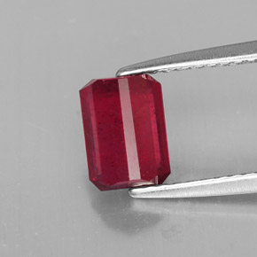 1.57캐럿 천연 핑크 레드 루비, 에메랄드 컷, 7.2×5.2 mm, SI
