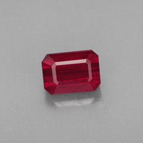 1.73캐럿 천연 핑크 레드 루비, 에메랄드 컷, 7.2×5.2 mm, SI