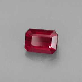 1.73캐럿 천연 핑크 레드 루비, 에메랄드 컷, 7.2×5.2 mm, SI