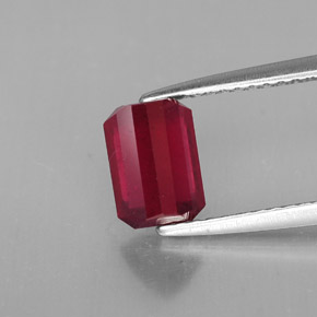 1.73캐럿 천연 핑크 레드 루비, 에메랄드 컷, 7.2×5.2 mm, SI