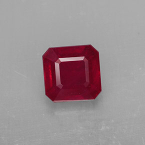 1.58캐럿 천연 핑크 레드 루비, 에메랄드 컷, 6.1×6 mm, SI