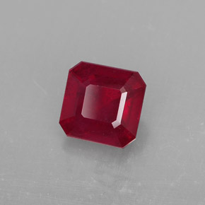 1.58캐럿 천연 핑크 레드 루비, 에메랄드 컷, 6.1×6 mm, SI