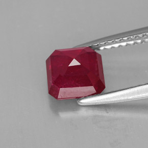1.58캐럿 천연 핑크 레드 루비, 에메랄드 컷, 6.1×6 mm, SI