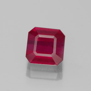 1.50캐럿 천연 핑크 레드 루비, 에메랄드 컷, 5.9×5.8 mm, SI