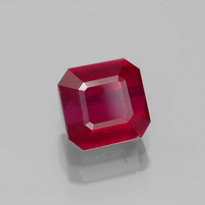 1.50캐럿 천연 핑크 레드 루비, 에메랄드 컷, 5.9×5.8 mm, SI