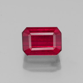 1.57캐럿 천연 레드 루비, 에메랄드 컷, 7×5 mm, SI