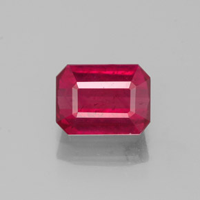 1.34캐럿 천연 핑크 레드 루비, 에메랄드 컷, 6.9×5.1 mm, SI