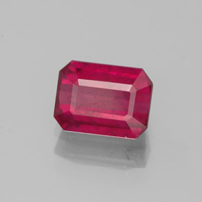 1.34캐럿 천연 핑크 레드 루비, 에메랄드 컷, 6.9×5.1 mm, SI