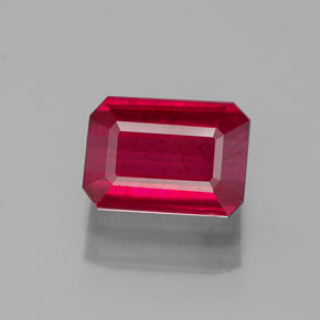 1.62캐럿 천연 핑크 레드 루비, 에메랄드 컷, 7.2×5.2 mm, SI
