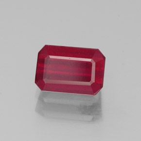1.32캐럿 천연 핑크 레드 루비, 에메랄드 컷, 7×4.8 mm, SI
