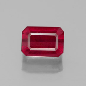 1.56캐럿 천연 핑크 레드 루비, 에메랄드 컷, 7.1×5.1 mm, SI