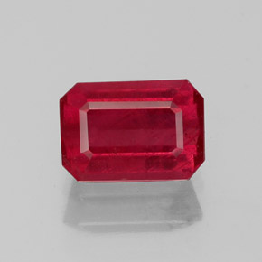 1.20캐럿 천연 레드 루비, 에메랄드 컷, 6.9×4.8 mm, SI
