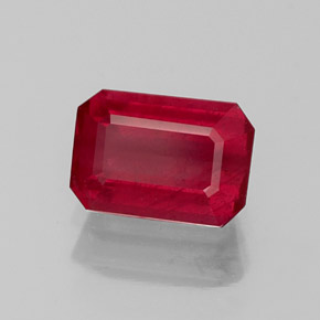1.20캐럿 천연 레드 루비, 에메랄드 컷, 6.9×4.8 mm, SI