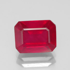 3.22캐럿 천연 레드 루비, 에메랄드 컷, 8.8×6.9 mm, SI